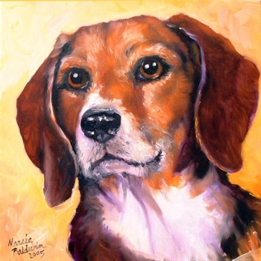 Painting titled "Beagle Billy" by Marcia Baldwin, Original Artwork