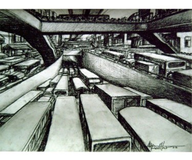 Drawing titled "Traffic series" by Marcial, Original Artwork