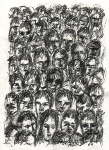 Drawing titled "Crowd" by Marcial, Original Artwork
