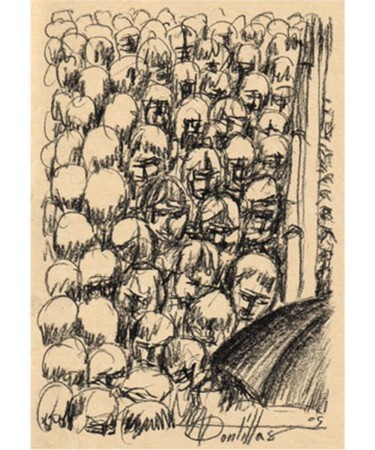 Drawing titled "Over pass crowd ser…" by Marcial, Original Artwork