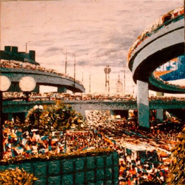 Painting titled "Ortigas" by Marcial, Original Artwork
