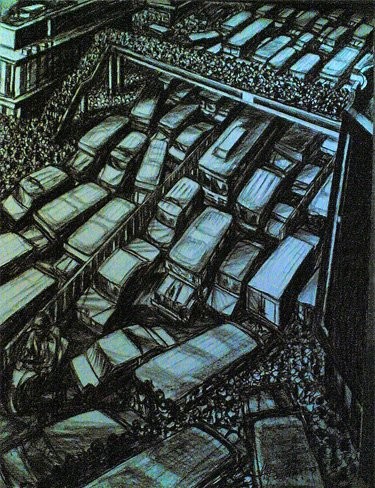 Drawing titled "España traffic" by Marcial, Original Artwork