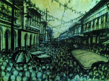 Drawing titled "Old quiapo" by Marcial, Original Artwork