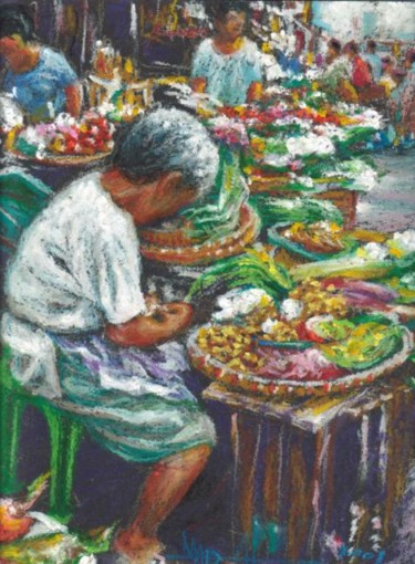 Sculpture titled "Market vendor" by Marcial, Original Artwork