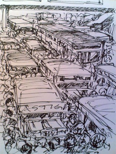 Drawing titled "Traffic series" by Marcial, Original Artwork