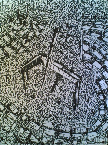 Drawing titled "Crowded series" by Marcial, Original Artwork
