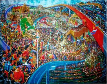 Painting titled "FIESTA'S REVOLUTION" by Marcial, Original Artwork