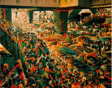 Painting titled "MANILA TODAY" by Marcial, Original Artwork