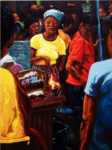 Painting titled "Candle vendor" by Marcial, Original Artwork