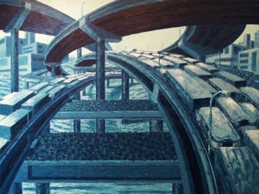 Painting titled "Magallanes bridge" by Marcial, Original Artwork