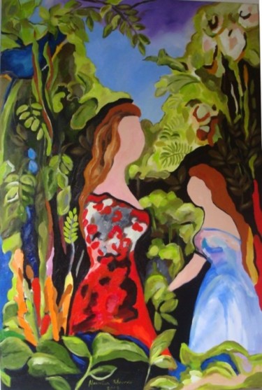 Pintura intitulada "Duas mulheres em si…" por Marcília Mourão, Obras de arte originais, Óleo