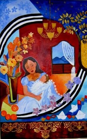 Pintura intitulada "Embalando um sonho" por Marcília Mourão, Obras de arte originais, Óleo