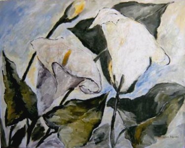Pintura intitulada "Flores brancas" por Marcília Mourão, Obras de arte originais, Óleo