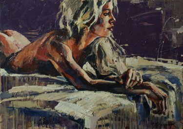 Painting titled "Night 1" by Marcin Mikołajczak, Original Artwork, Oil