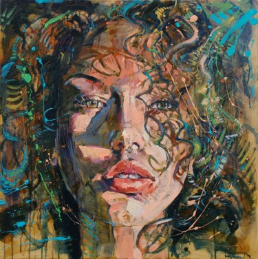 Painting titled "Portrait V" by Marcin Mikołajczak, Original Artwork, Oil