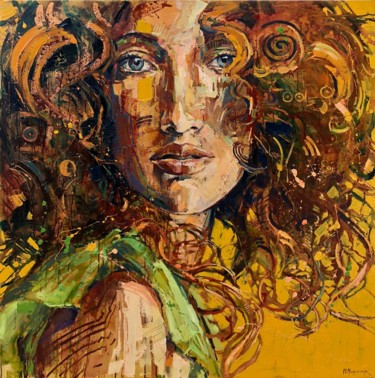 Картина под названием "Fiery hair" - Marcin Mikołajczak, Подлинное произведение искусства, Масло