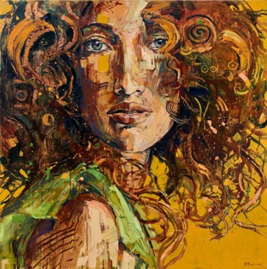 Painting titled "Fiery hair" by Marcin Mikołajczak, Original Artwork, Oil