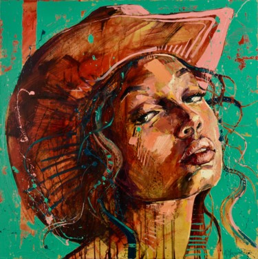Painting titled ""Girl from the Prai…" by Marcin Mikołajczak, Original Artwork, Oil