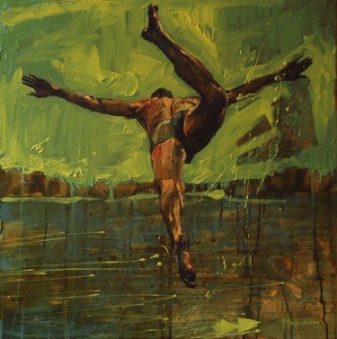 Peinture intitulée "JUMP" par Marcin Mikołajczak, Œuvre d'art originale, Huile