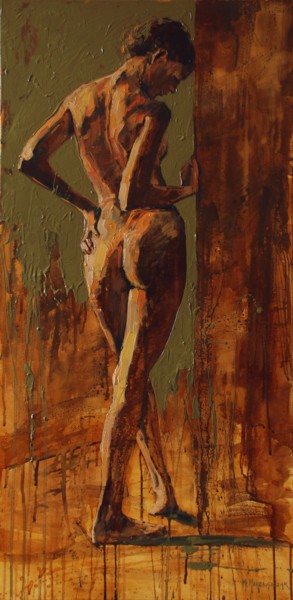 Painting titled "WOMAN IN THE SHADE" by Marcin Mikołajczak, Original Artwork