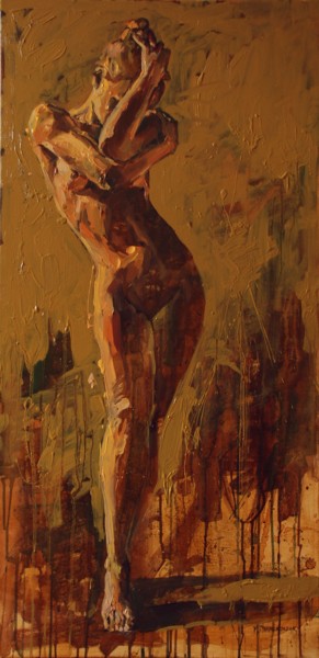 Painting titled "WOMAN IN THE SHADE" by Marcin Mikołajczak, Original Artwork