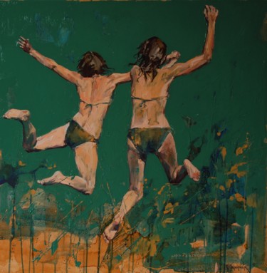 Картина под названием "JUMP" - Marcin Mikołajczak, Подлинное произведение искусства, Масло