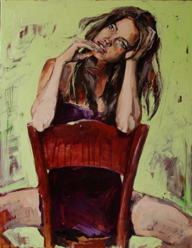 Painting titled "SHE" by Marcin Mikołajczak, Original Artwork, Oil