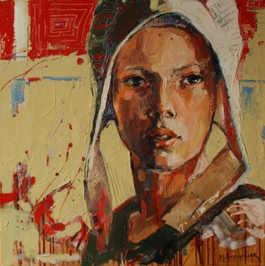 Painting titled "Girl portrait" by Marcin Mikołajczak, Original Artwork, Oil