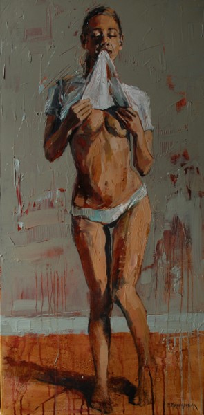 Painting titled "T-shirt" by Marcin Mikołajczak, Original Artwork