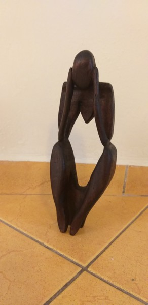 Sculpture intitulée "Pensador" par Márcio França, Œuvre d'art originale, Bois