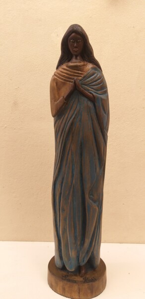 Sculptuur getiteld "Escultura Santa Sara" door Márcio França, Origineel Kunstwerk, Hout