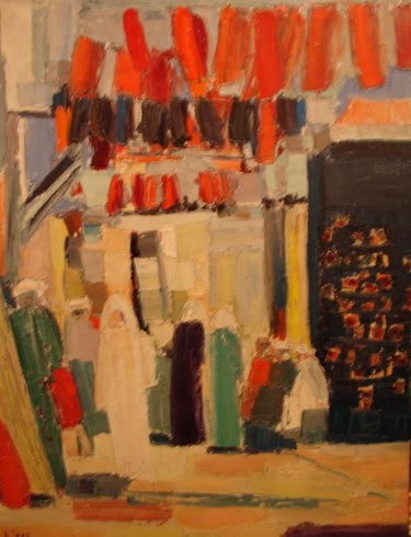 Peinture intitulée "Marché des teinturi…" par Marc Levy, Œuvre d'art originale