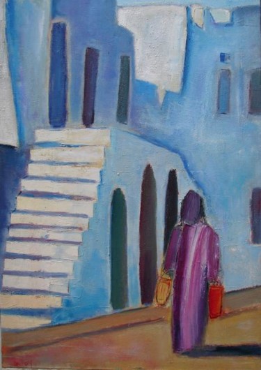 Painting titled "Blanc escalier" by Marc Levy, Original Artwork