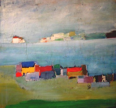 Peinture intitulée "Maisons donnant sur…" par Marc Levy, Œuvre d'art originale