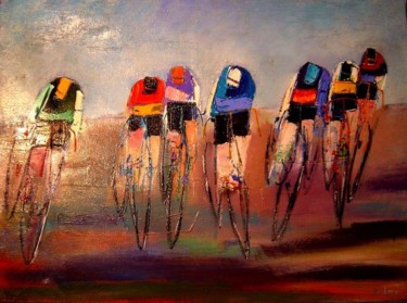 Painting titled "LE SPRINT" by Marc Levy, Original Artwork, Oil