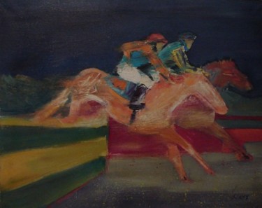 Peinture intitulée "course de haies" par Marc Levy, Œuvre d'art originale