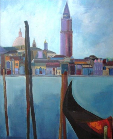 Peinture intitulée "gondole a venise" par Marc Levy, Œuvre d'art originale