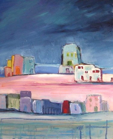Peinture intitulée "paysage rose" par Marc Levy, Œuvre d'art originale