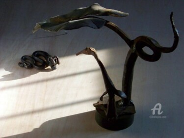Sculpture intitulée ""le corbeau et le r…" par Marc Majoullier, Œuvre d'art originale
