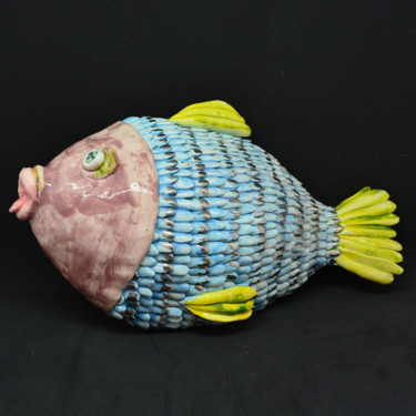 Scultura intitolato "Pesce appeso" da Marco Bonechi, Opera d'arte originale, Terracotta