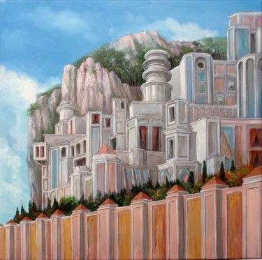 Peinture intitulée "Città" par Marco Bonechi, Œuvre d'art originale, Huile