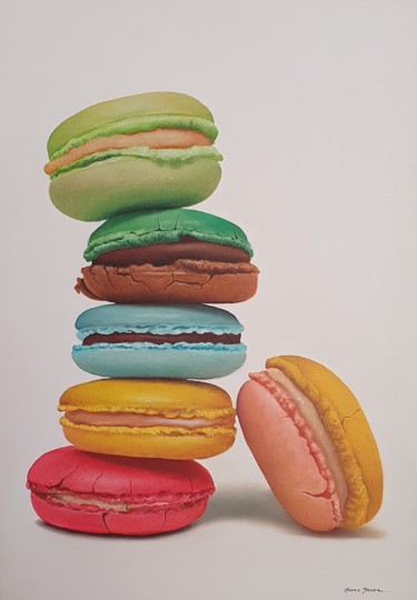 Painting titled "Macarons" by Marco Amore, Original Artwork, Oil