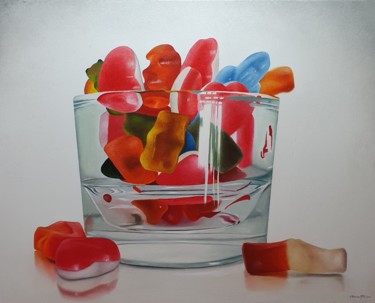 Painting titled "Haribo StarMix" by Marco Amore, Original Artwork, Oil Mounted on Wood Stretcher frame