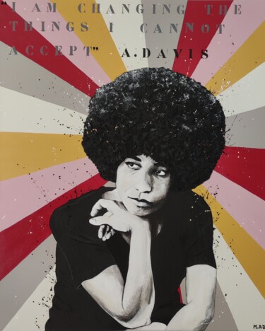 Painting titled "Angela Davis -the r…" by Marco Andreani-Durieux (M.A-D), Original Artwork, Acrylic