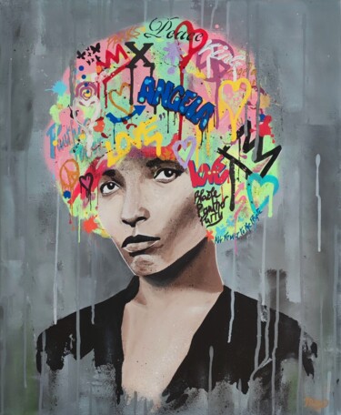 Картина под названием "Angela Davis -the r…" - Marco Andreani-Durieux (M.A-D), Подлинное произведение искусства, Акрил
