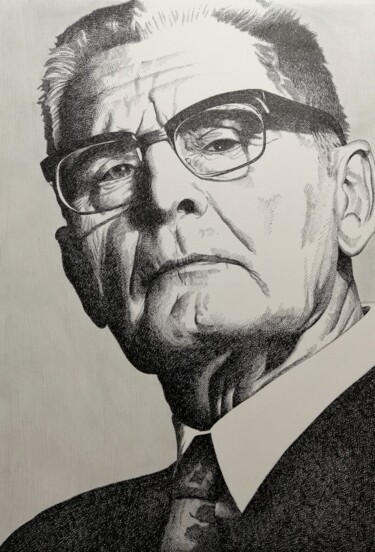 Drawing titled "mr. Clark" by Marco Arduini, Original Artwork, Ink Mounted on Cardboard
