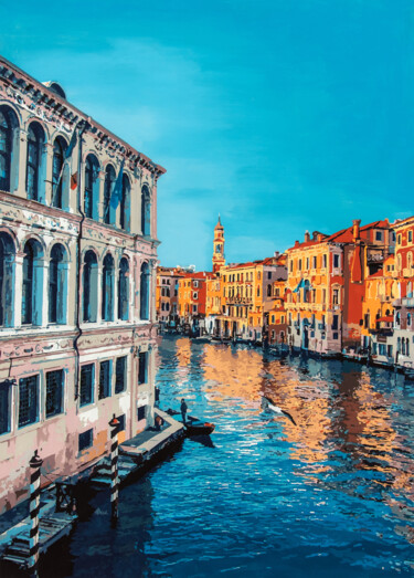 Painting titled "Venezia" by Marco Barberio, Original Artwork, Acrylic Mounted on Wood Stretcher frame