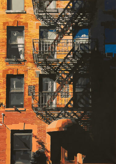 Painting titled "Manhattanhenge on 5…" by Marco Barberio, Original Artwork, Acrylic