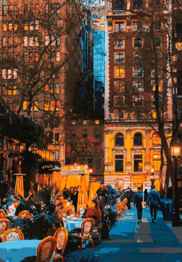 Painting titled "Fall in New York Ci…" by Marco Barberio, Original Artwork, Acrylic Mounted on Wood Stretcher frame