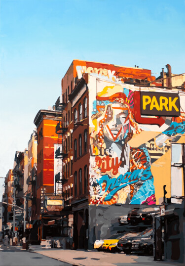 绘画 标题为“New York City Park” 由Marco Barberio, 原创艺术品, 丙烯 安装在木质担架架上